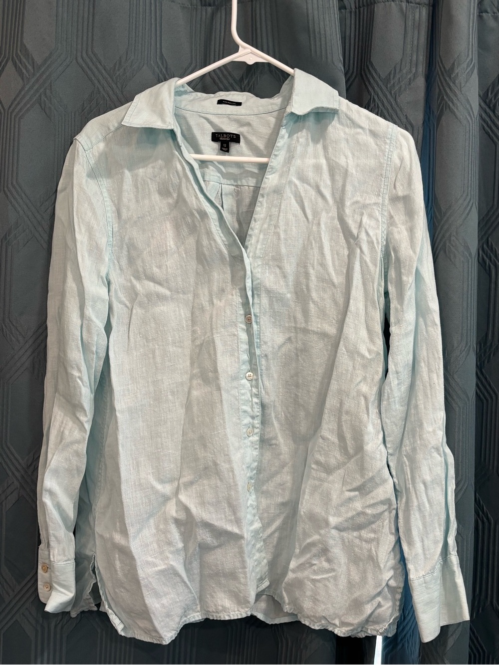 Talbots Pale Blue Irish 100% Linen Women’s Button-Down Shirt